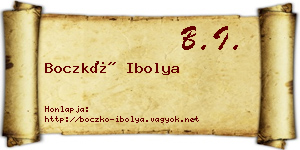 Boczkó Ibolya névjegykártya